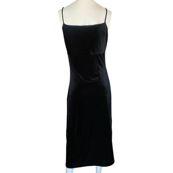 90's Style Black Velvet Midi Dress - Picture 2 of 5